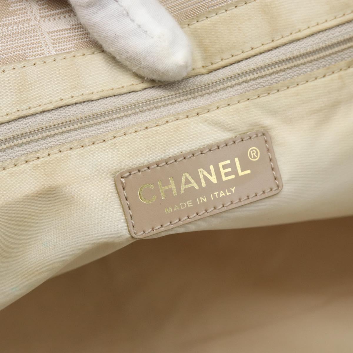 CHANEL New Travel line Tote Bag Canvas Beige Gold CC Auth ep14709