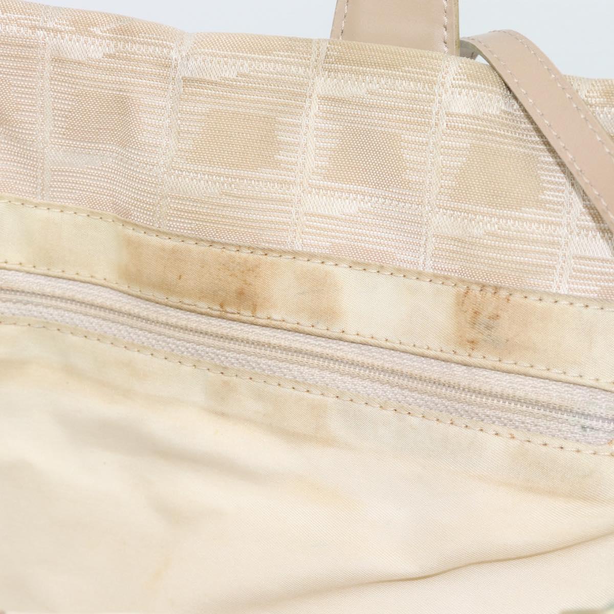 CHANEL New Travel line Tote Bag Canvas Beige Gold CC Auth ep14709