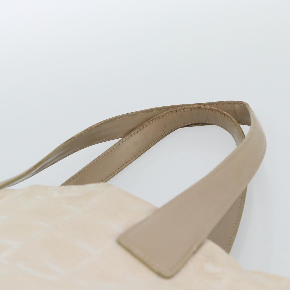 CHANEL New Travel line Tote Bag Canvas Beige Gold CC Auth ep14709