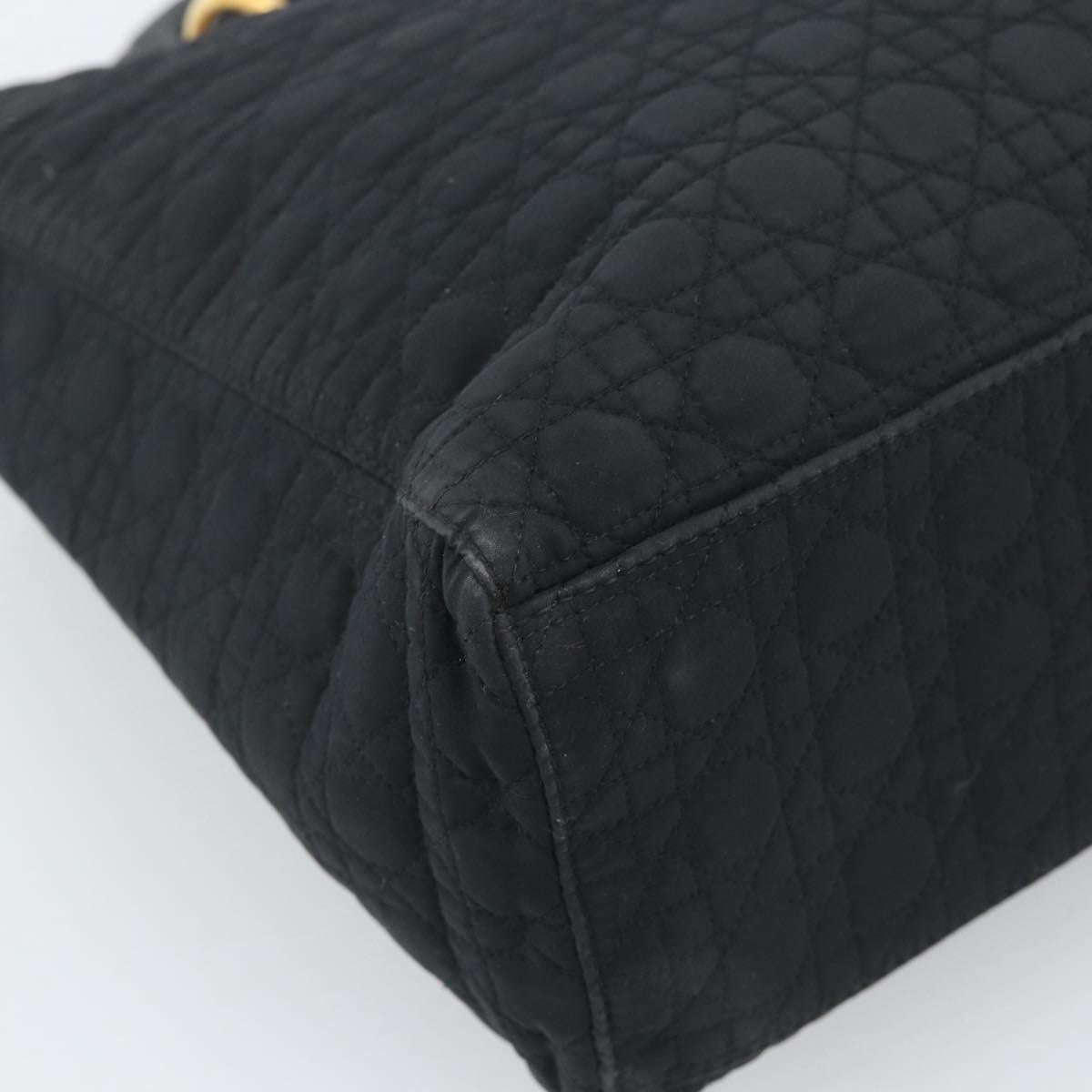 Christian Dior Lady Dior Canage Hand Bag Canvas Black Gold Auth ep14710