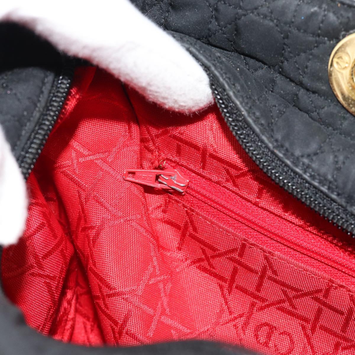 Christian Dior Lady Dior Canage Hand Bag Canvas Black Gold Auth ep14710