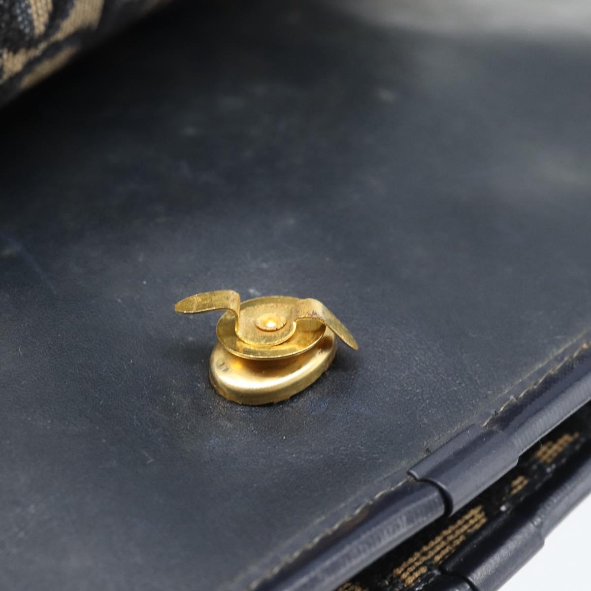 Christian Dior Trotter Canvas Clutch Bag Navy Gold Auth ep14711