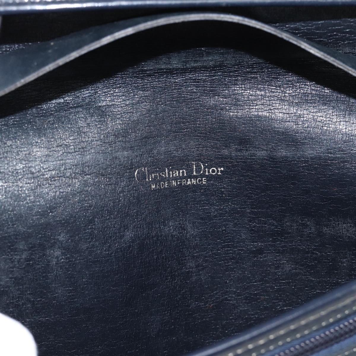 Christian Dior Trotter Canvas Clutch Bag Navy Gold Auth ep14711