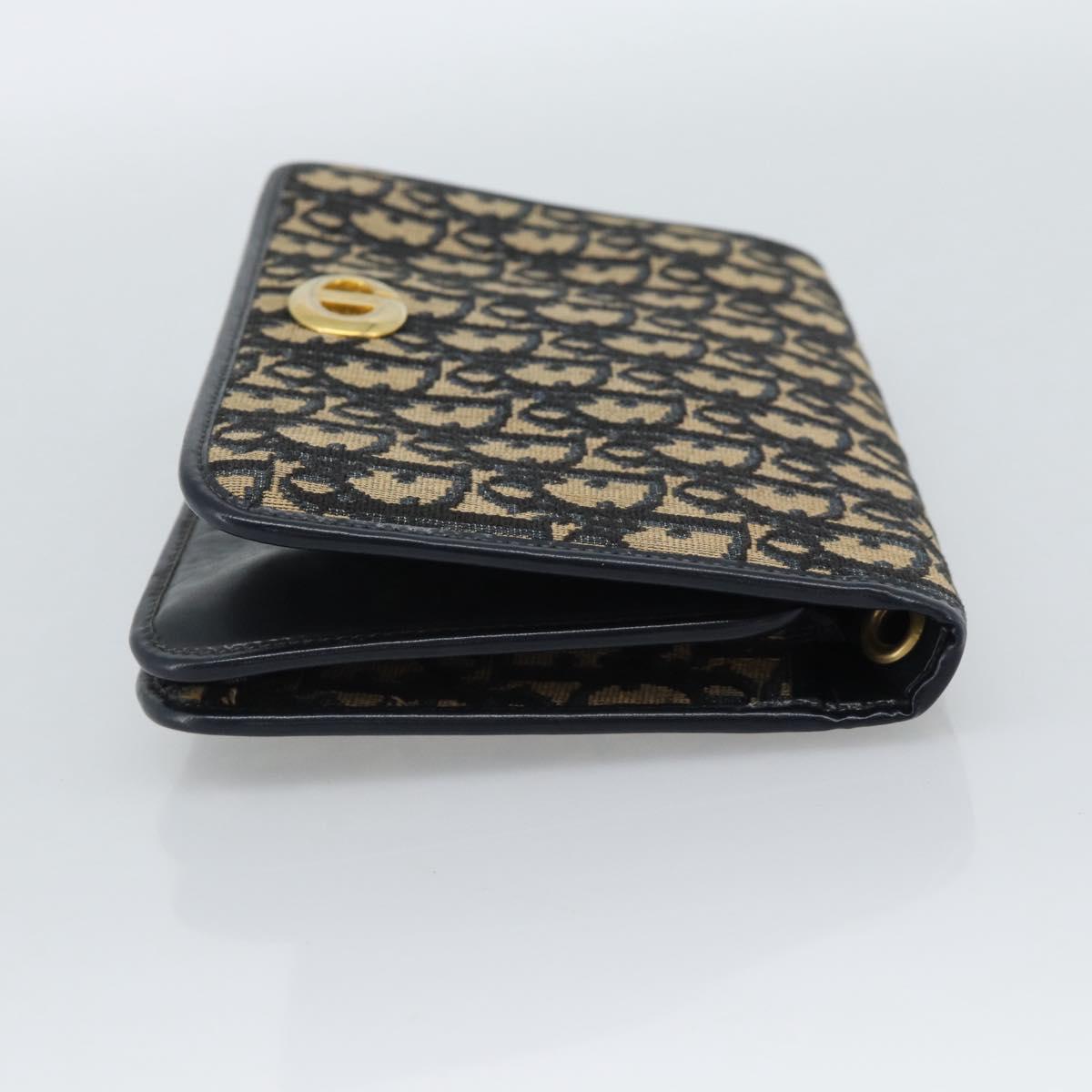 Christian Dior Trotter Canvas Clutch Bag Navy Gold Auth ep14711