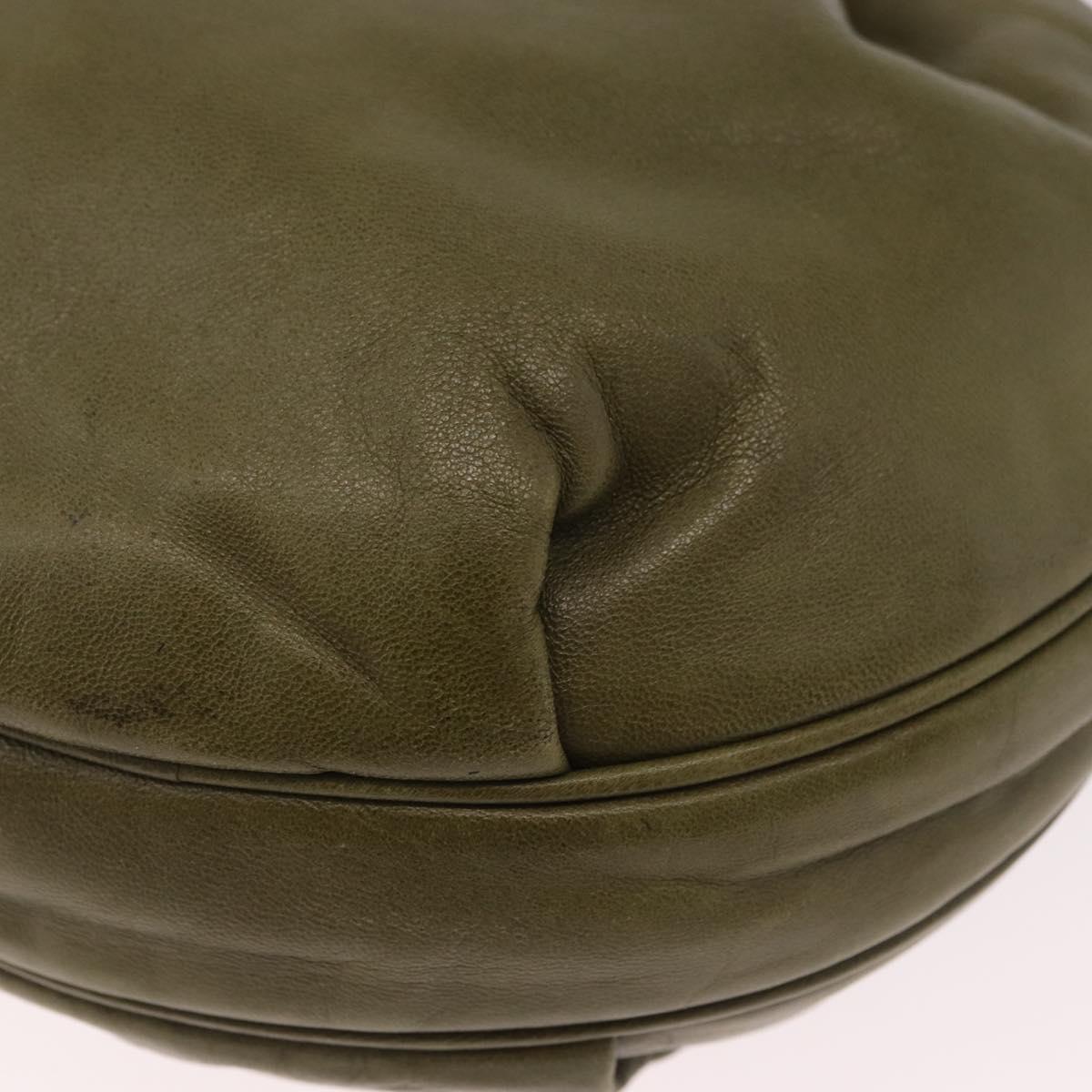 LOEWE Anagram Shoulder Bag Leather Green Gold Auth ep14712A