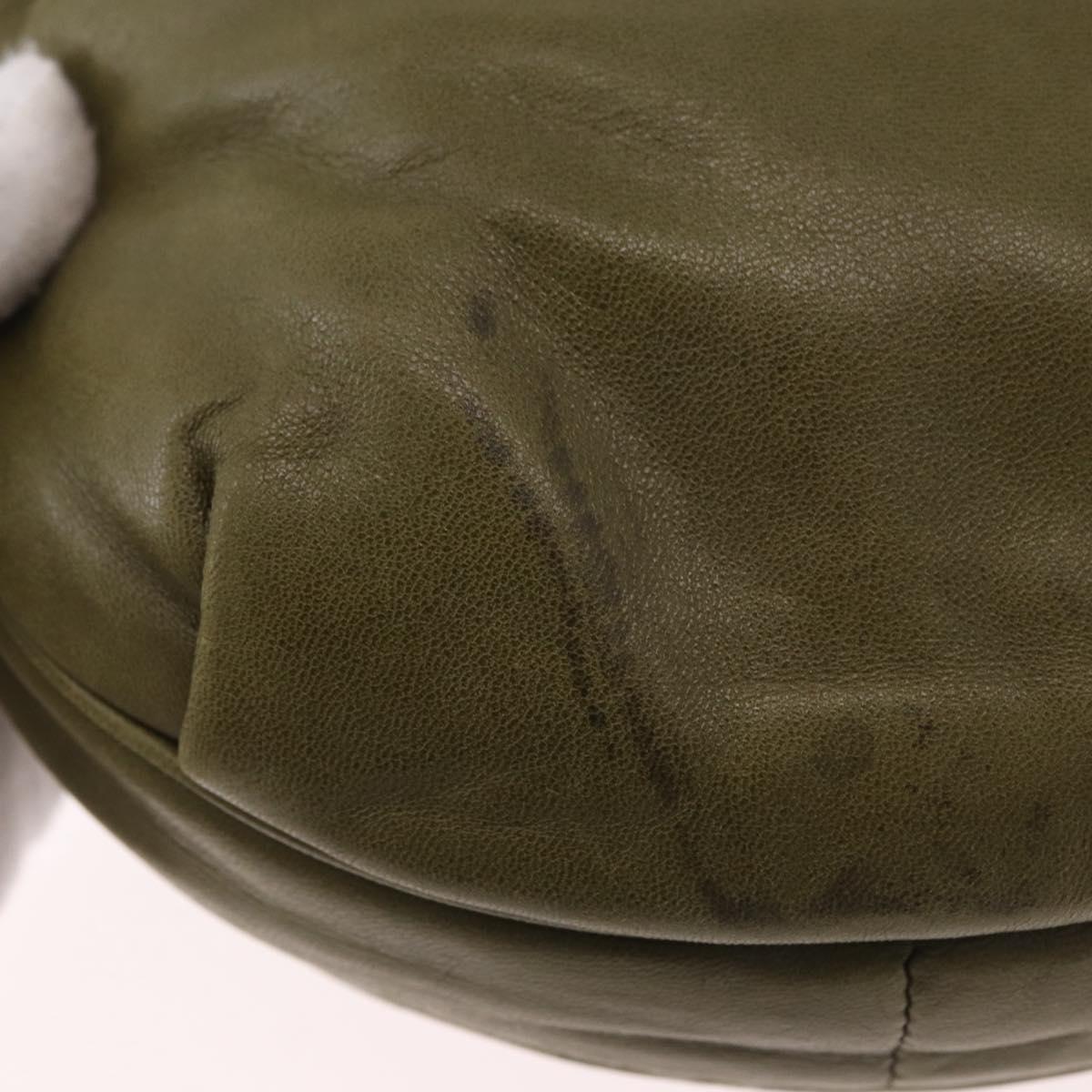 LOEWE Anagram Shoulder Bag Leather Green Gold Auth ep14712A