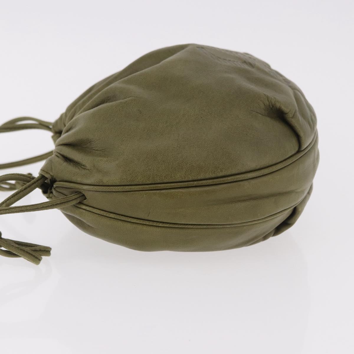 LOEWE Anagram Shoulder Bag Leather Green Gold Auth ep14712A