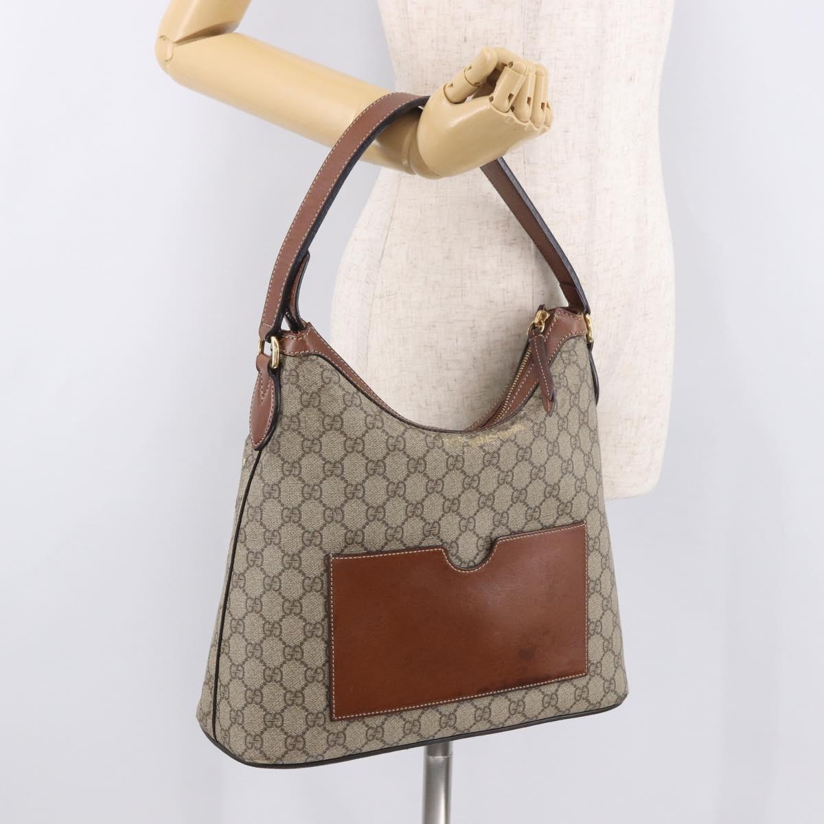 GUCCI GG Supreme Shoulder Bag PVC Beige Gold 414930 Auth ep14713