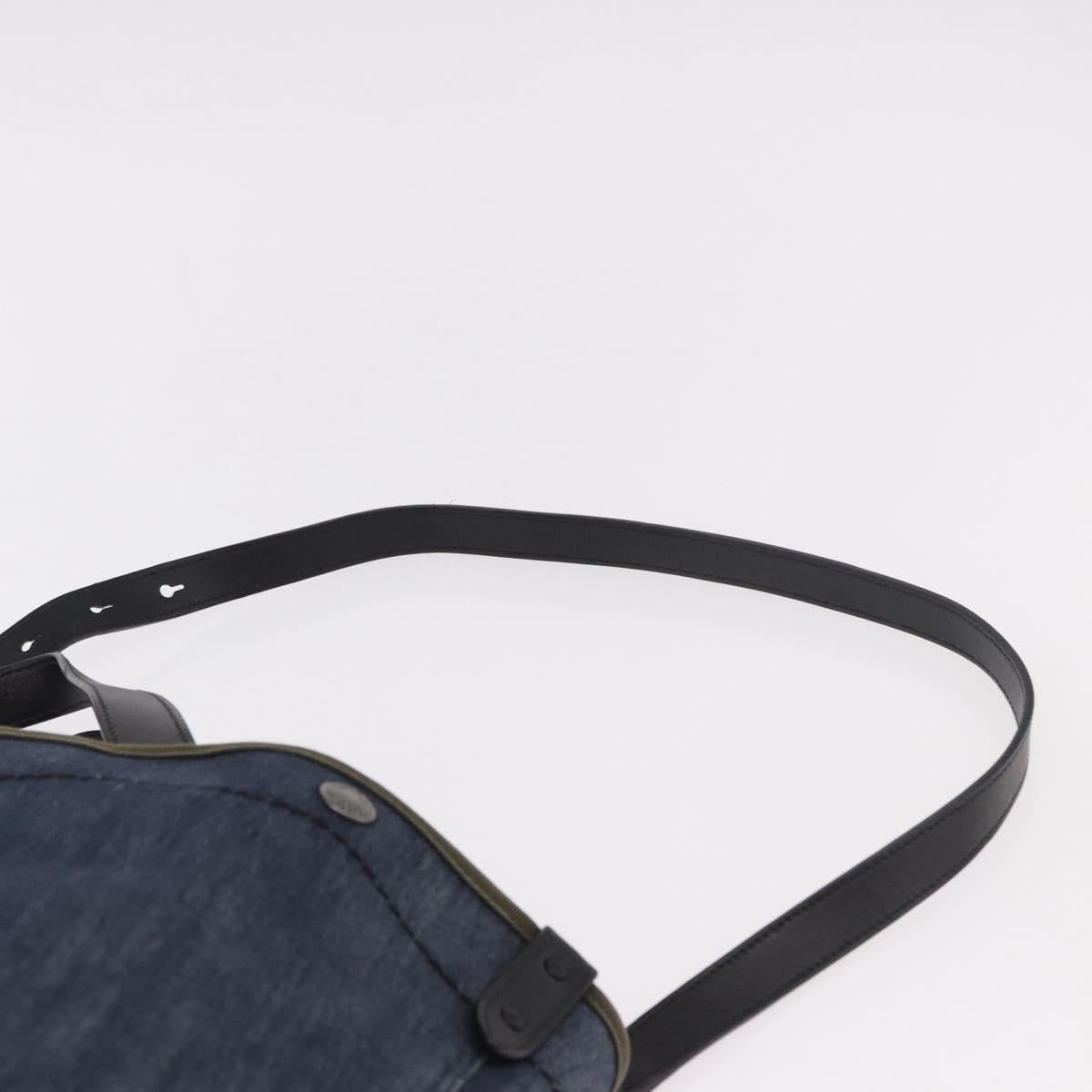 PRADA Hand Bag Denim 2way Navy Silver Auth ep14719A