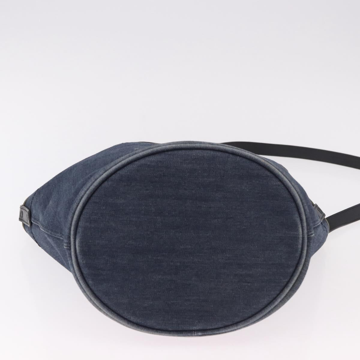 PRADA Hand Bag Denim 2way Navy Silver Auth ep14719A