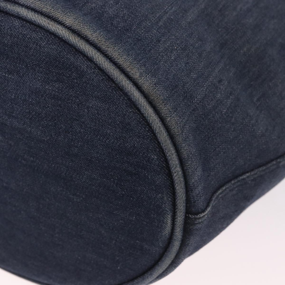 PRADA Hand Bag Denim 2way Navy Silver Auth ep14719A