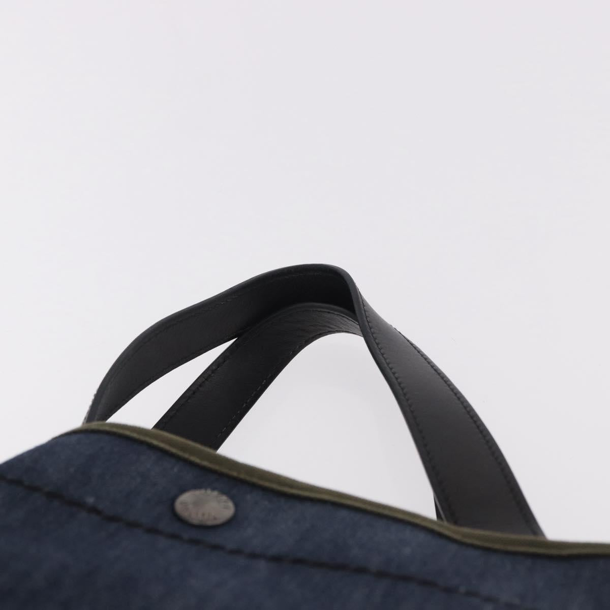 PRADA Hand Bag Denim 2way Navy Silver Auth ep14719A