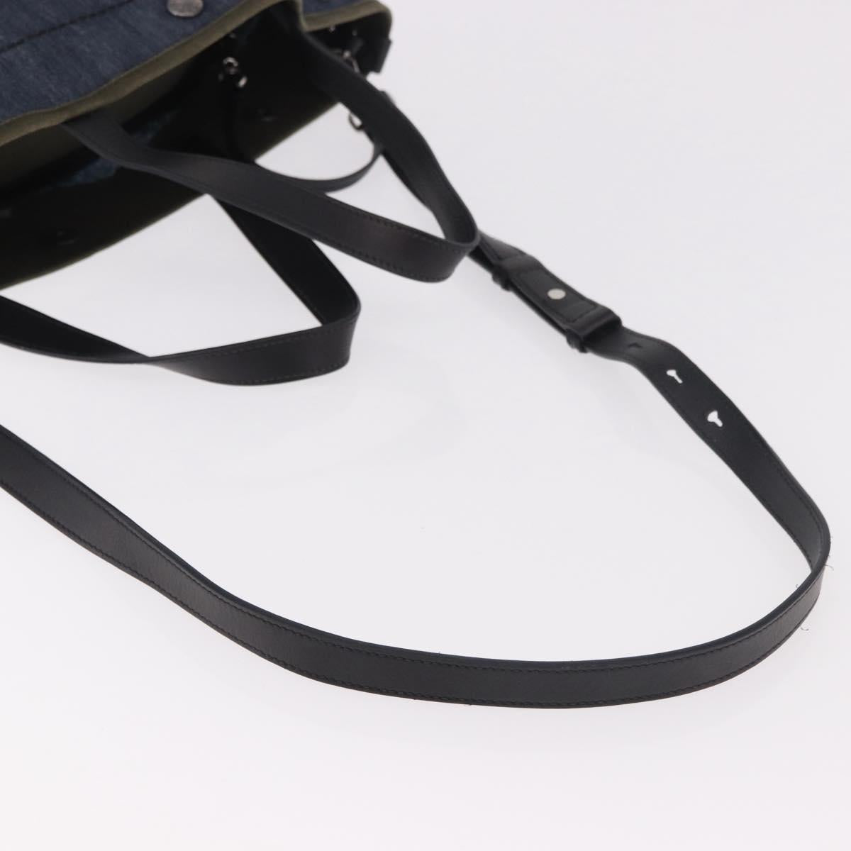 PRADA Hand Bag Denim 2way Navy Silver Auth ep14719A