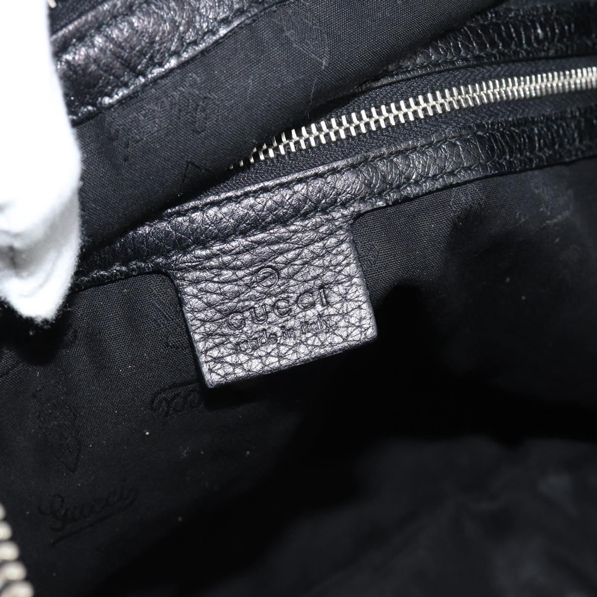 GUCCI Bamboo Shoulder Bag Leather Black Silver 232930 Auth ep14724