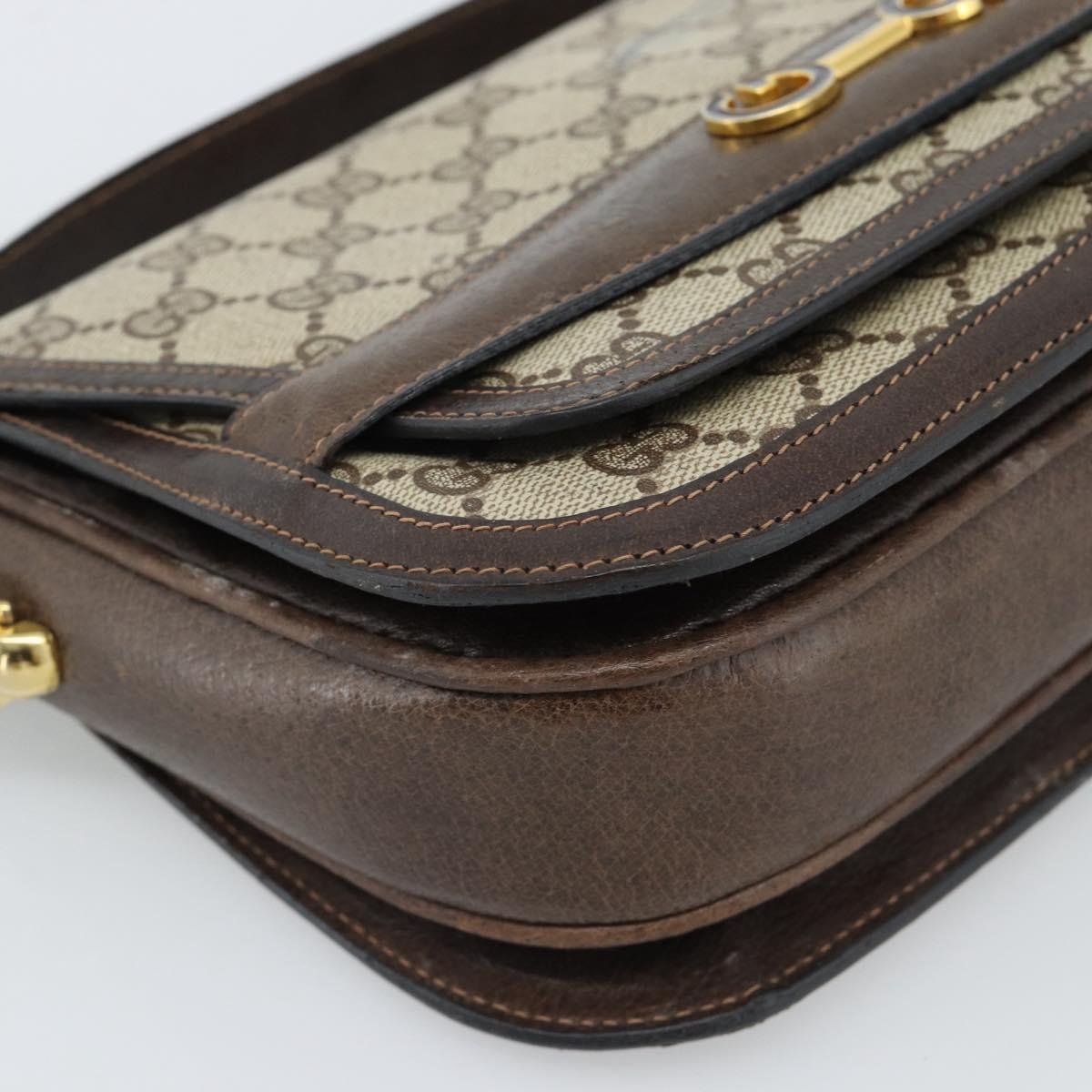 GUCCI GG Supreme Shoulder Bag PVC Beige Gold Auth ep14725