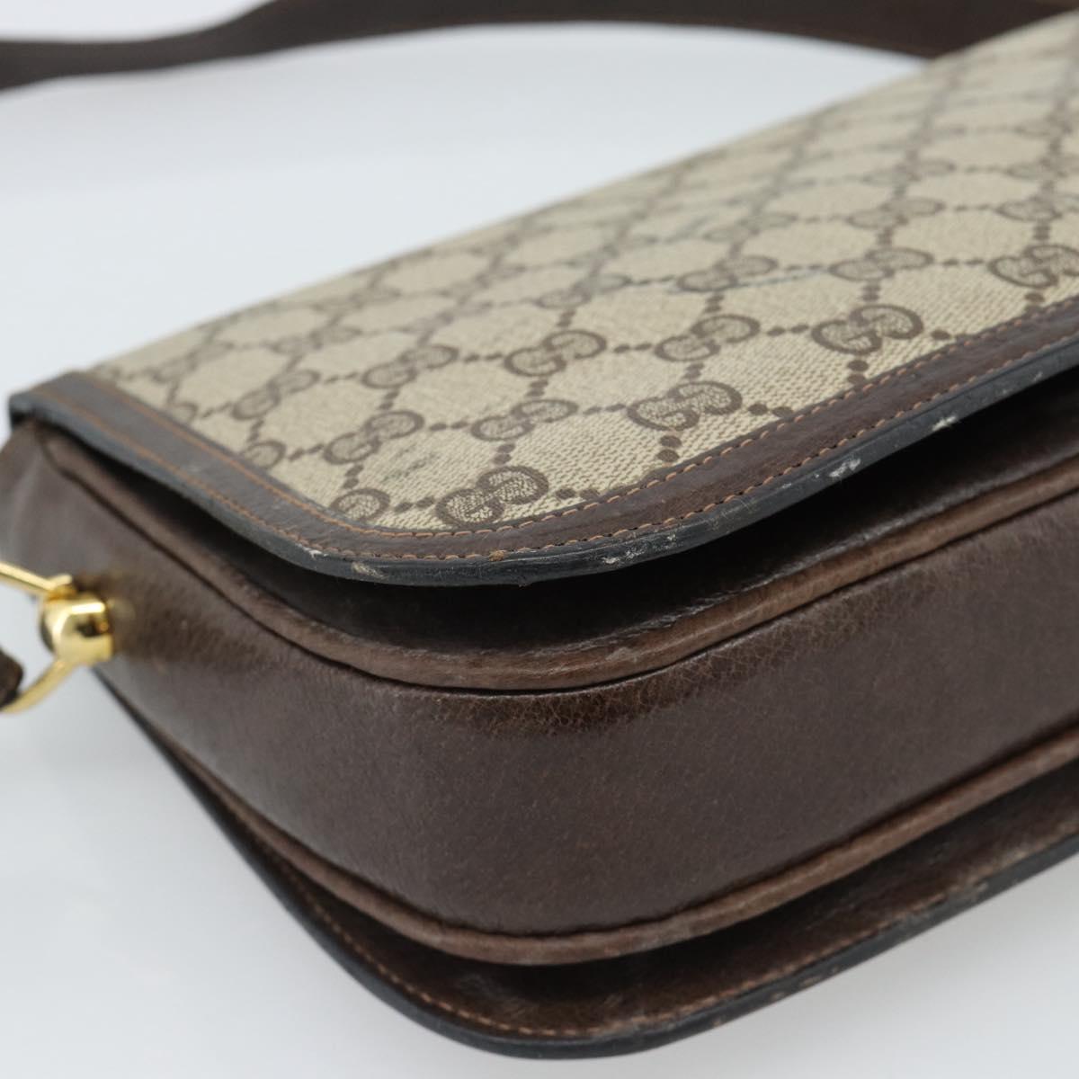 GUCCI GG Supreme Shoulder Bag PVC Beige Gold Auth ep14725