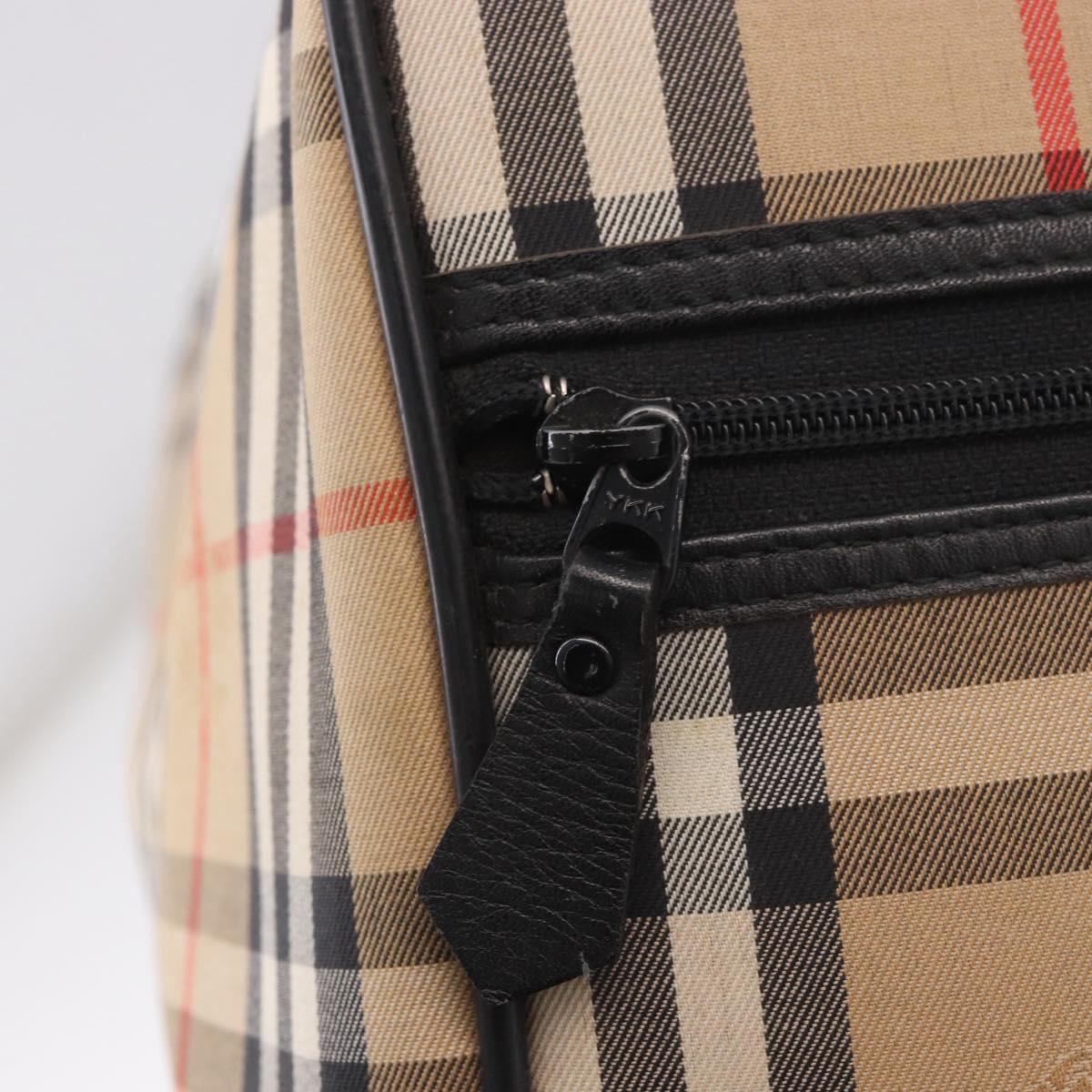 Burberrys Nova Check Boston Bag Canvas Beige Gold Auth ep14727