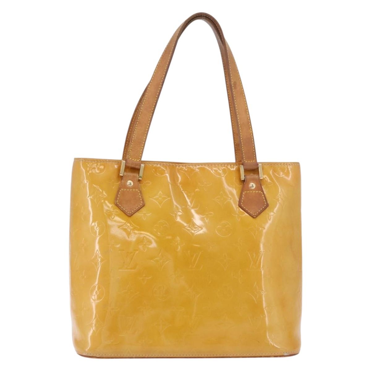 LOUIS VUITTON Monogram Vernis Houston Hand Bag Beige M91004 LV Auth ep14730