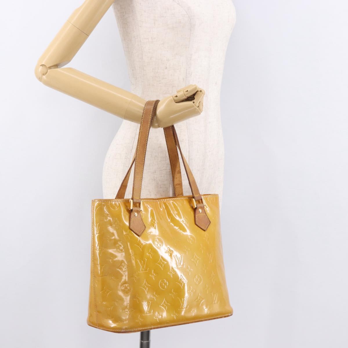 LOUIS VUITTON Monogram Vernis Houston Hand Bag Beige M91004 LV Auth ep14730