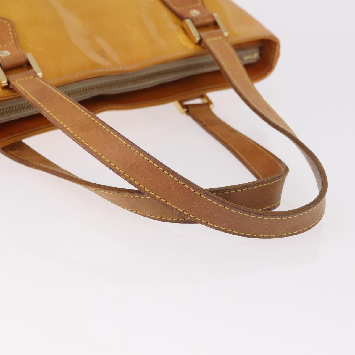 LOUIS VUITTON Monogram Vernis Houston Hand Bag Beige M91004 LV Auth ep14730