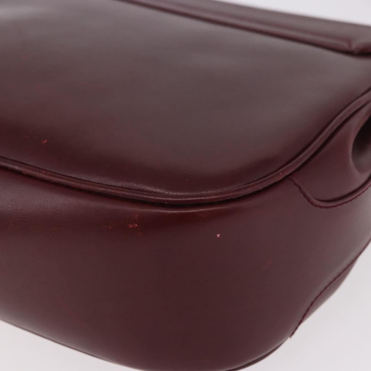 CELINE Shoulder Bag Leather Bordeaux Gold Auth ep14734