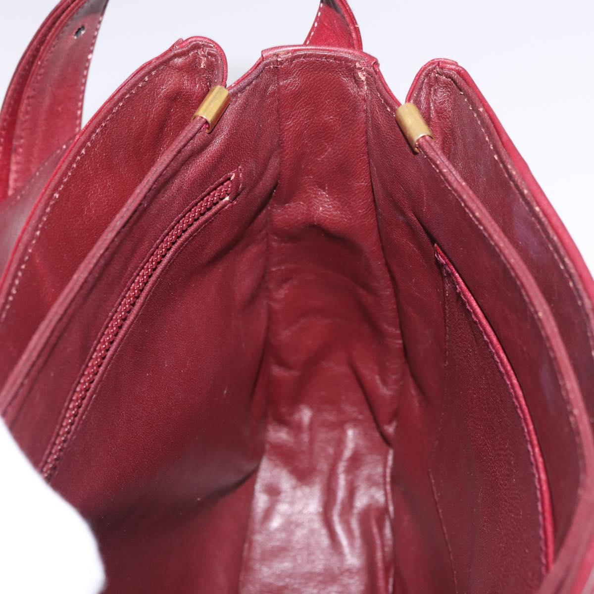 CELINE Shoulder Bag Leather Bordeaux Gold Auth ep14734