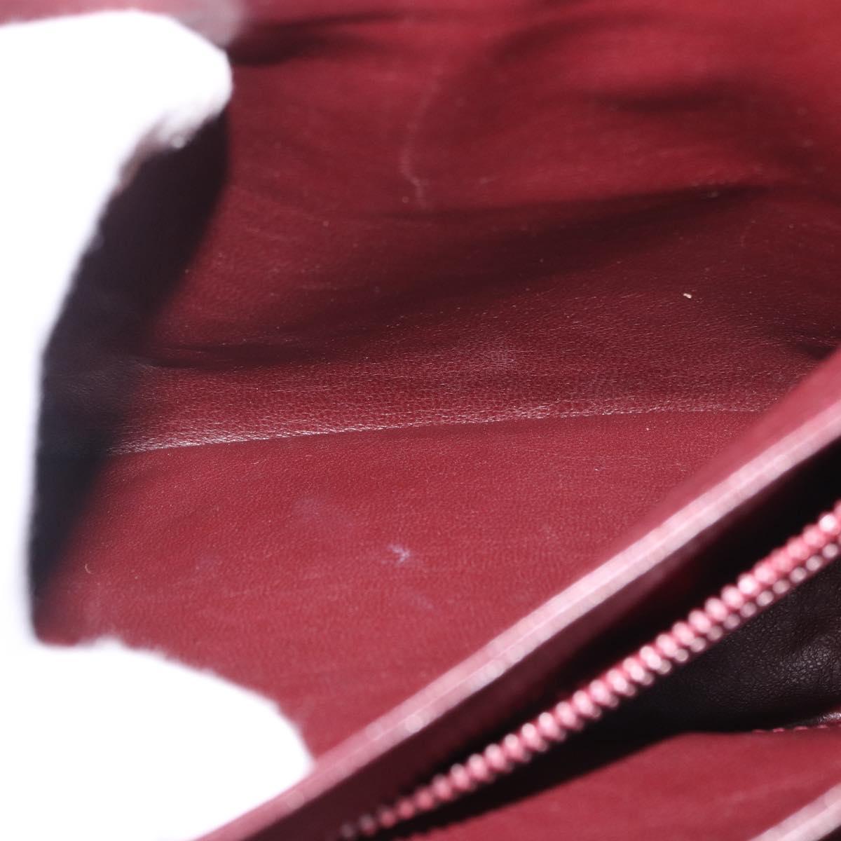 CELINE Shoulder Bag Leather Bordeaux Gold Auth ep14734