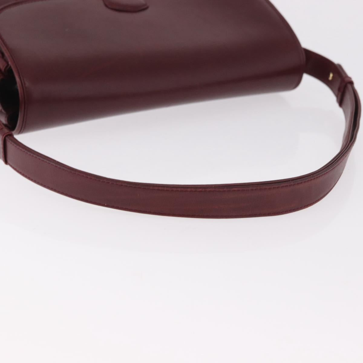 CELINE Shoulder Bag Leather Bordeaux Gold Auth ep14734