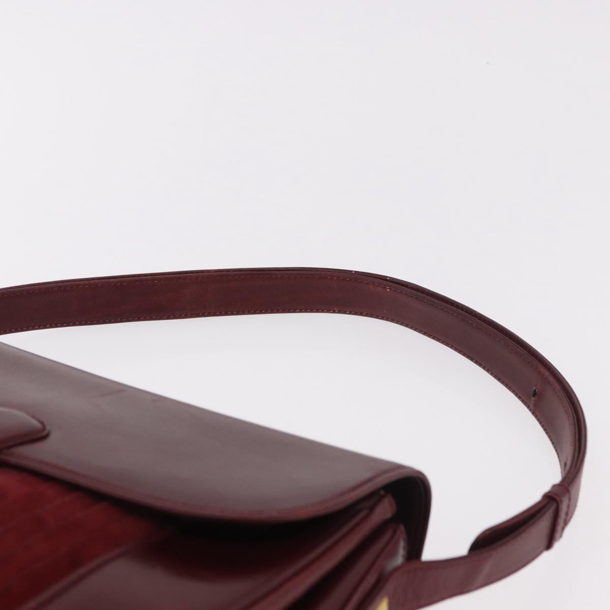 CELINE Shoulder Bag Leather Bordeaux Gold Auth ep14734