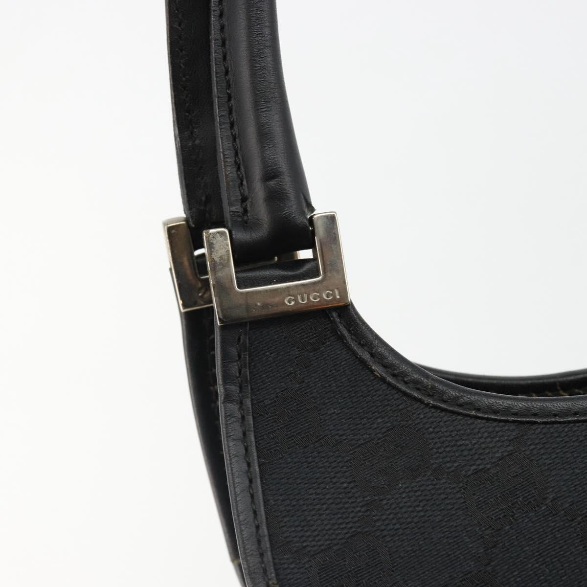 GUCCI GG Canvas Jackie Hand Bag Black Silver 002 1068 Auth ep14736A