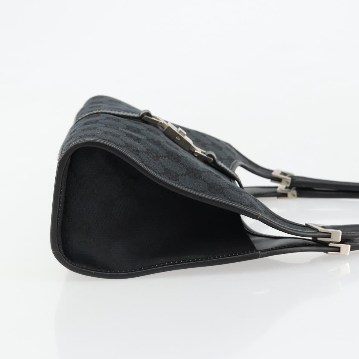 GUCCI GG Canvas Jackie Hand Bag Black Silver 002 1068 Auth ep14736A