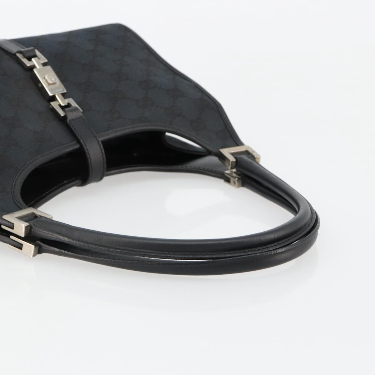 GUCCI GG Canvas Jackie Hand Bag Black Silver 002 1068 Auth ep14736A