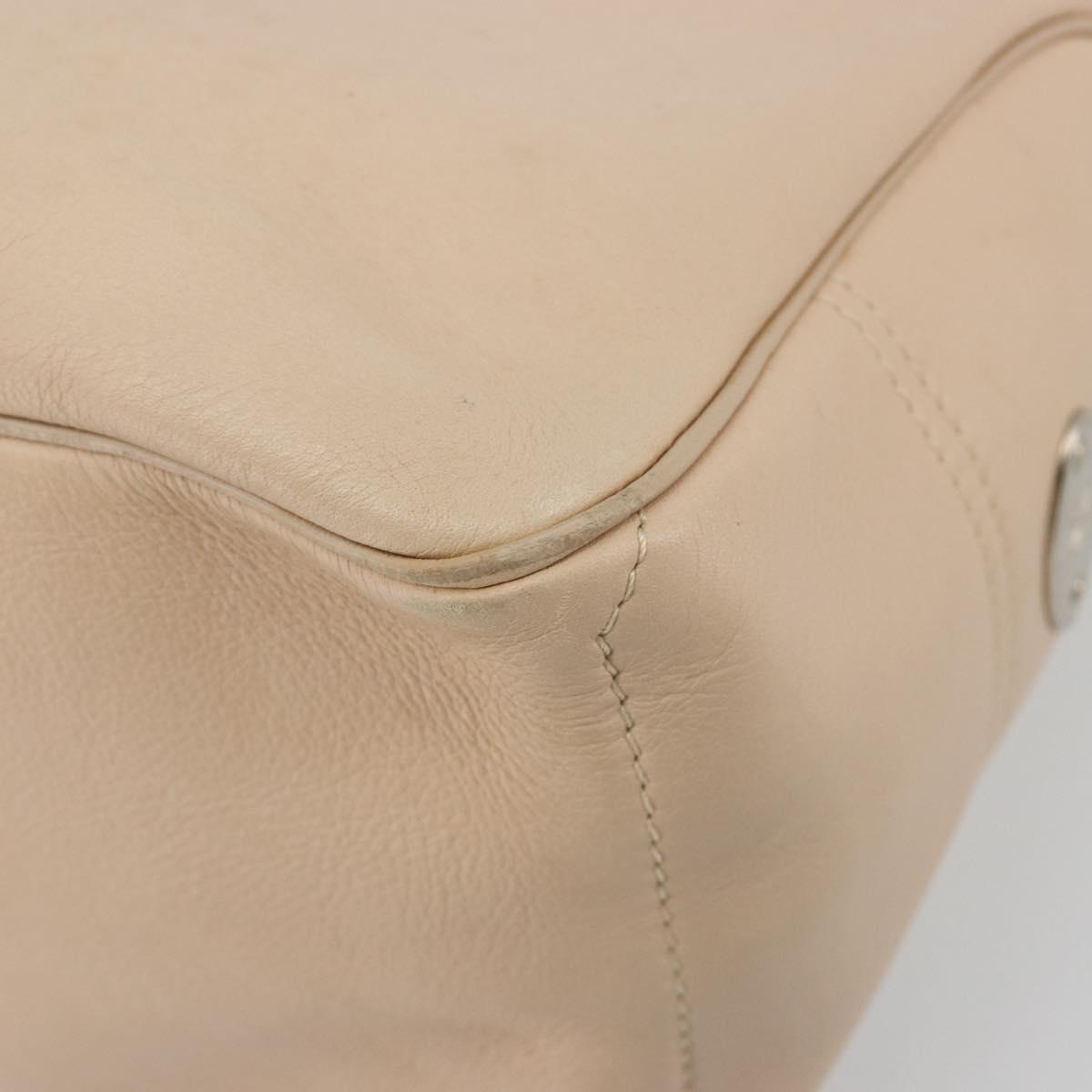 CELINE Boogie bag Hand Bag Leather Ivory Silver Auth ep14737