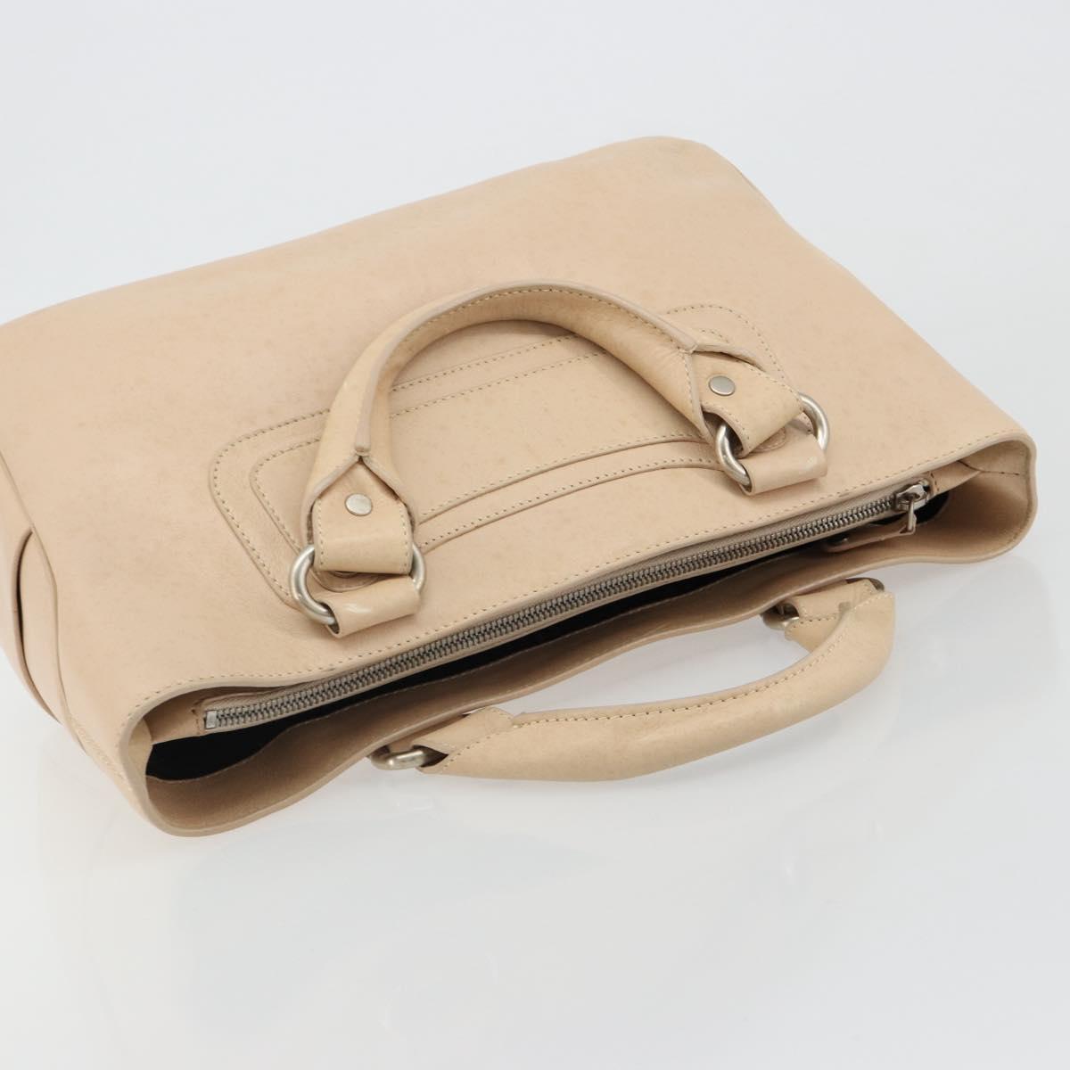 CELINE Boogie bag Hand Bag Leather Ivory Silver Auth ep14737