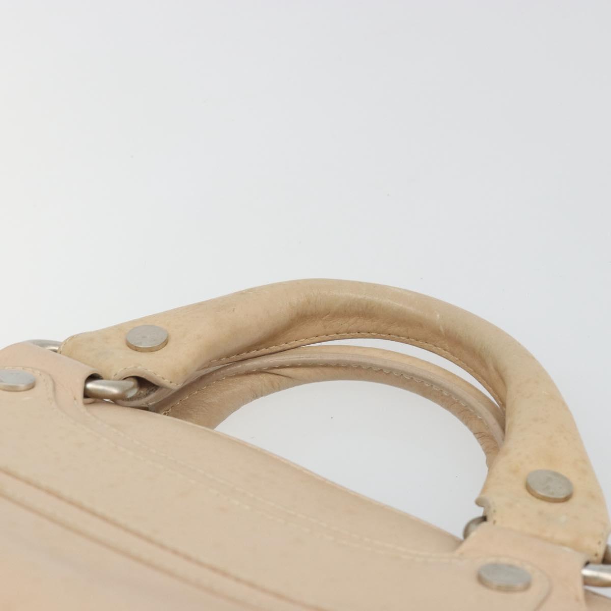 CELINE Boogie bag Hand Bag Leather Ivory Silver Auth ep14737