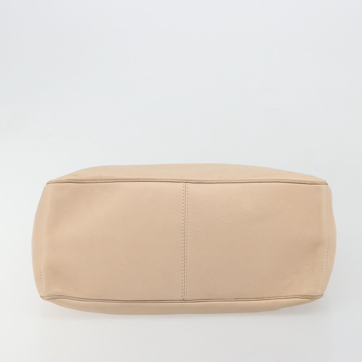 CELINE Boogie bag Hand Bag Leather Ivory Silver Auth ep14737