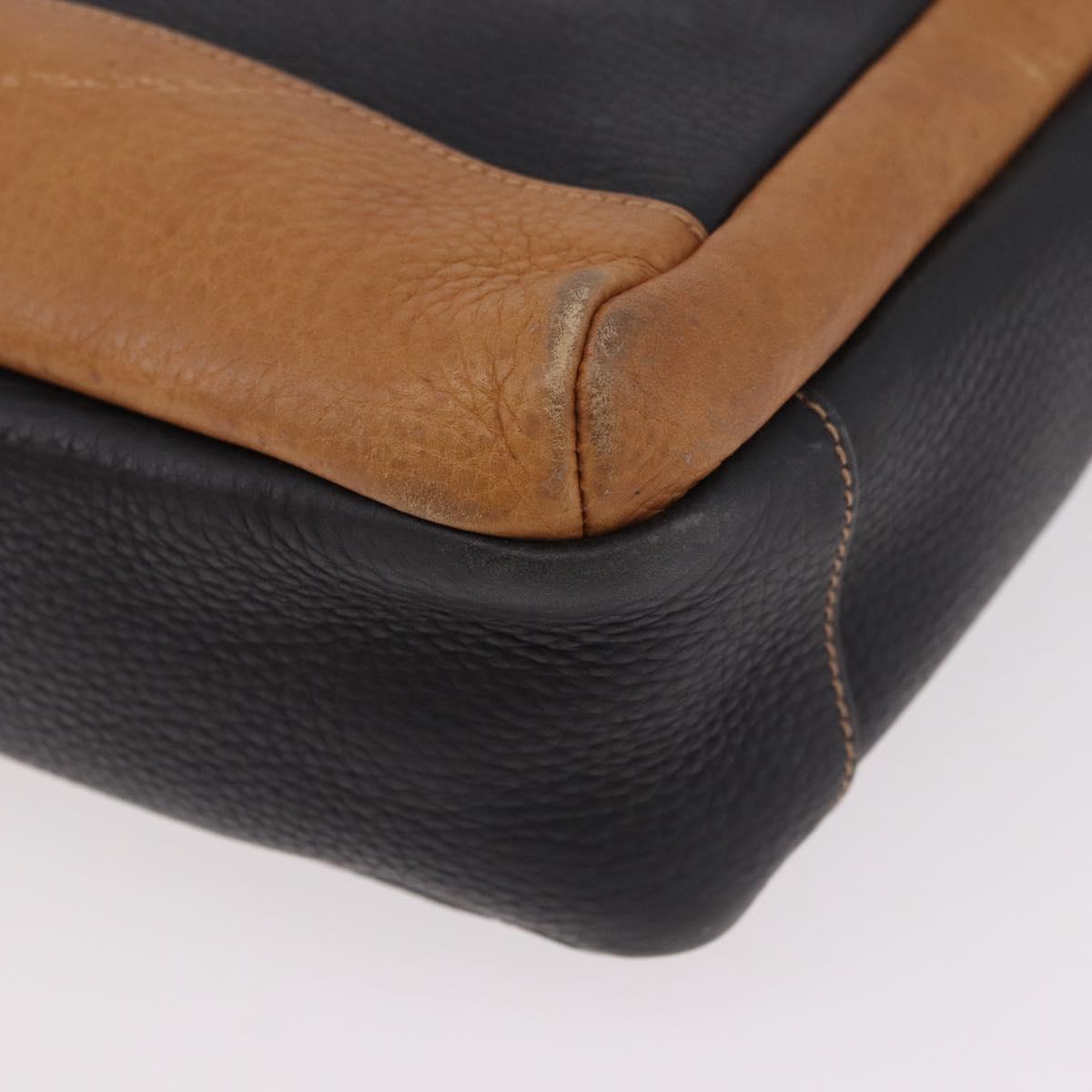 GUCCI Shoulder Bag Leather Black Gold Auth ep14739