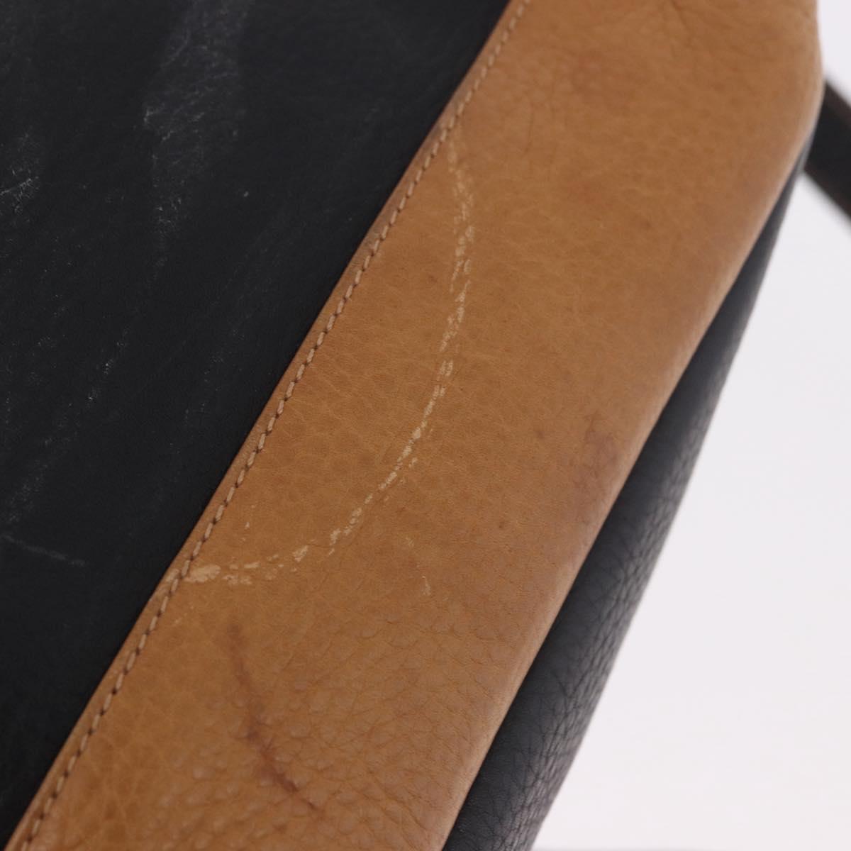GUCCI Shoulder Bag Leather Black Gold Auth ep14739