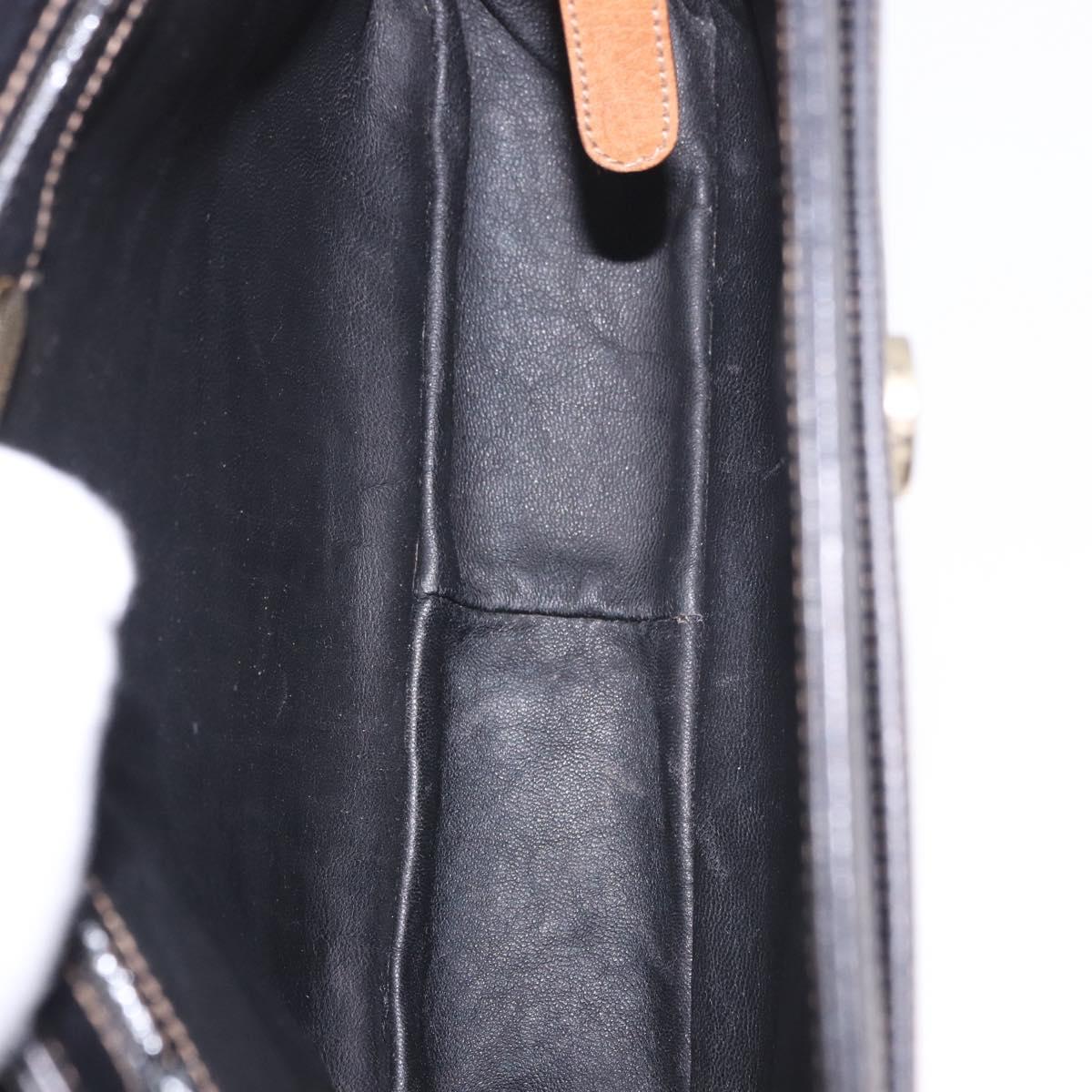 GUCCI Shoulder Bag Leather Black Gold Auth ep14739
