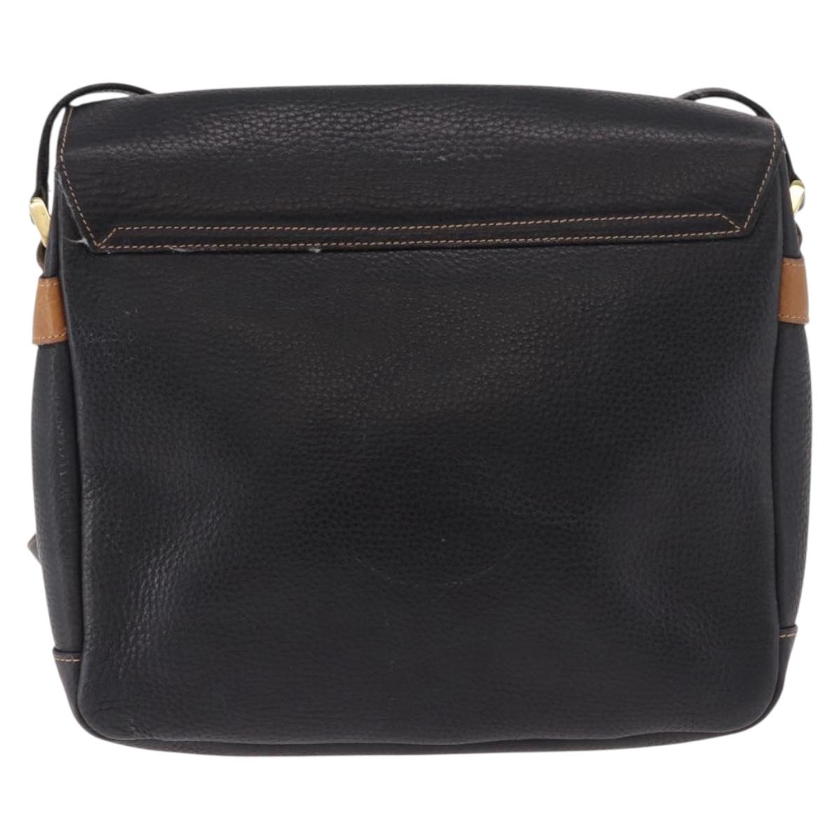 GUCCI Shoulder Bag Leather Black Gold Auth ep14739
