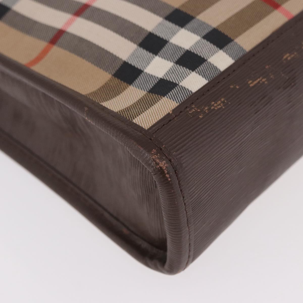 Burberrys Nova Check Document case Clutch Bag Canvas Beige Gold Auth ep14740