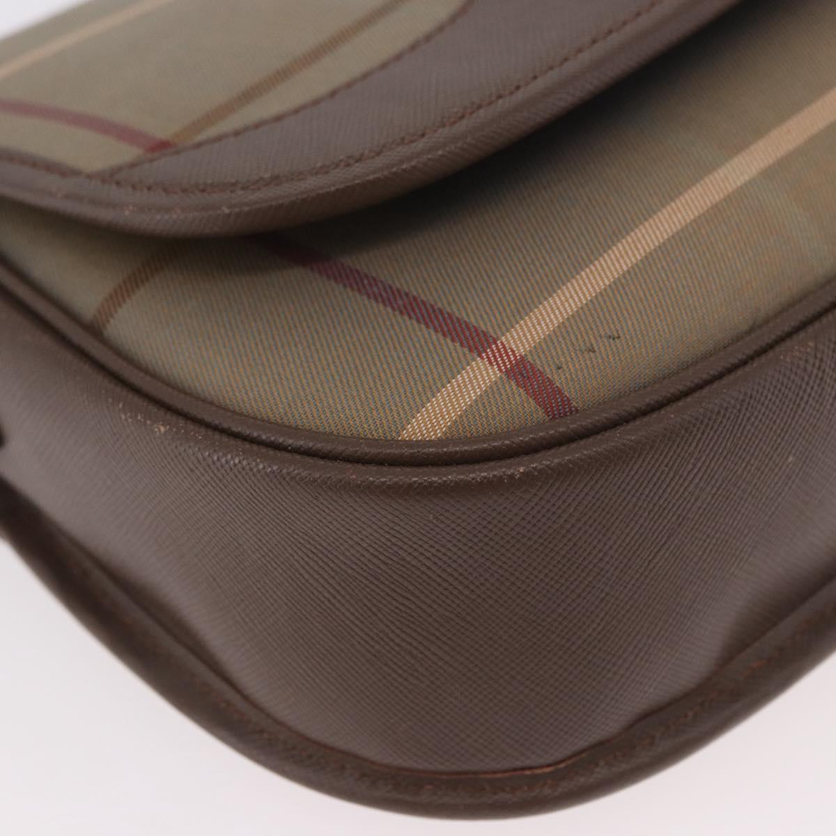 Burberrys Nova Check Shoulder Bag Canvas Gold Beige Auth ep14743