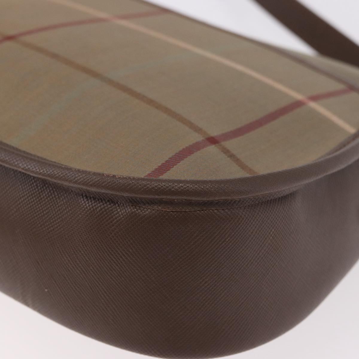 Burberrys Nova Check Shoulder Bag Canvas Gold Beige Auth ep14743