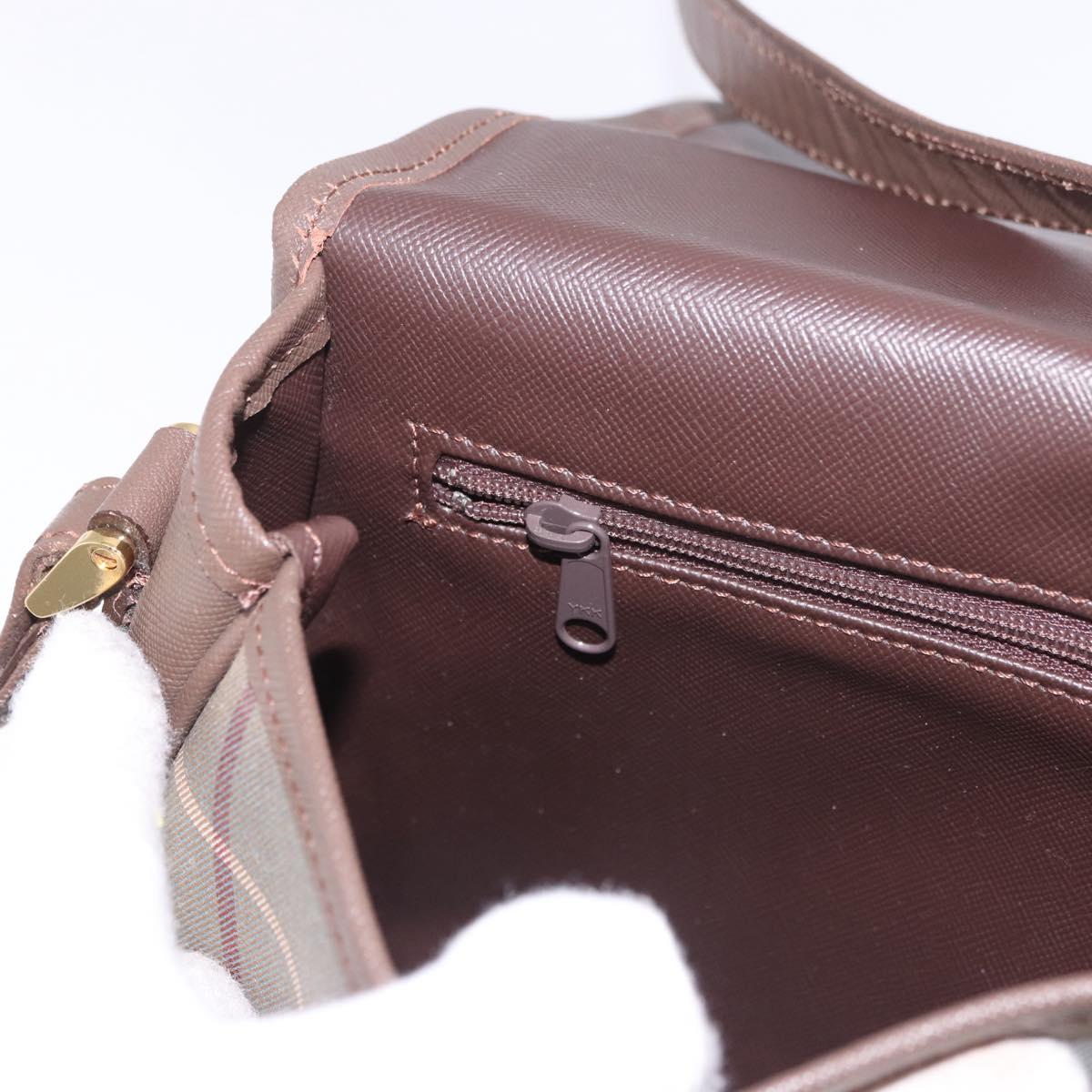 Burberrys Nova Check Shoulder Bag Canvas Gold Beige Auth ep14743