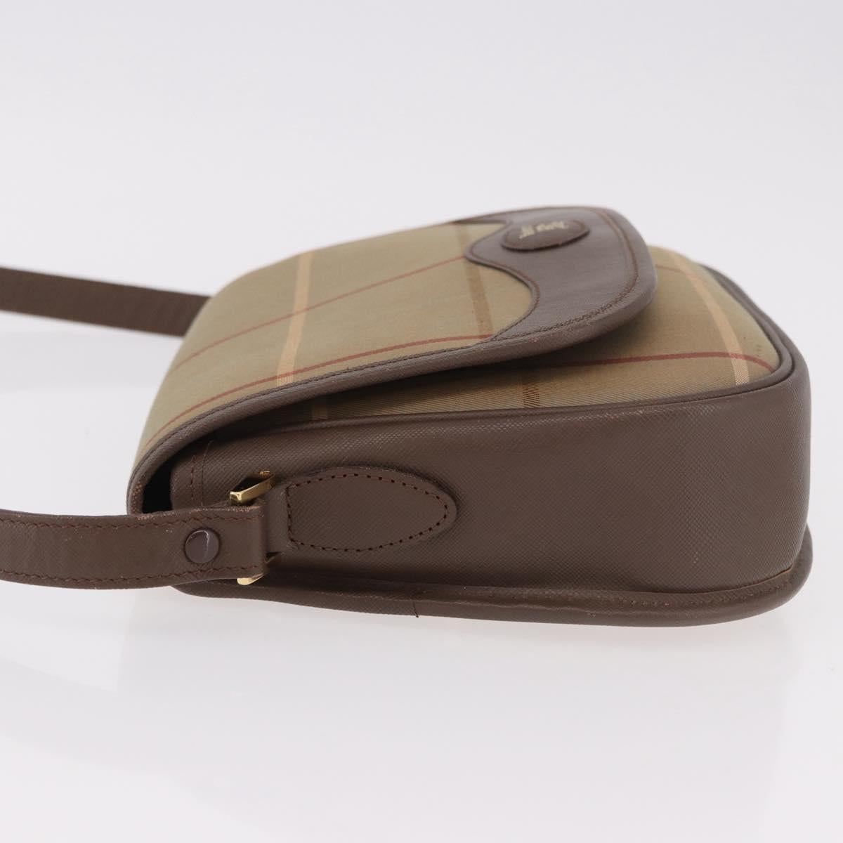 Burberrys Nova Check Shoulder Bag Canvas Gold Beige Auth ep14743
