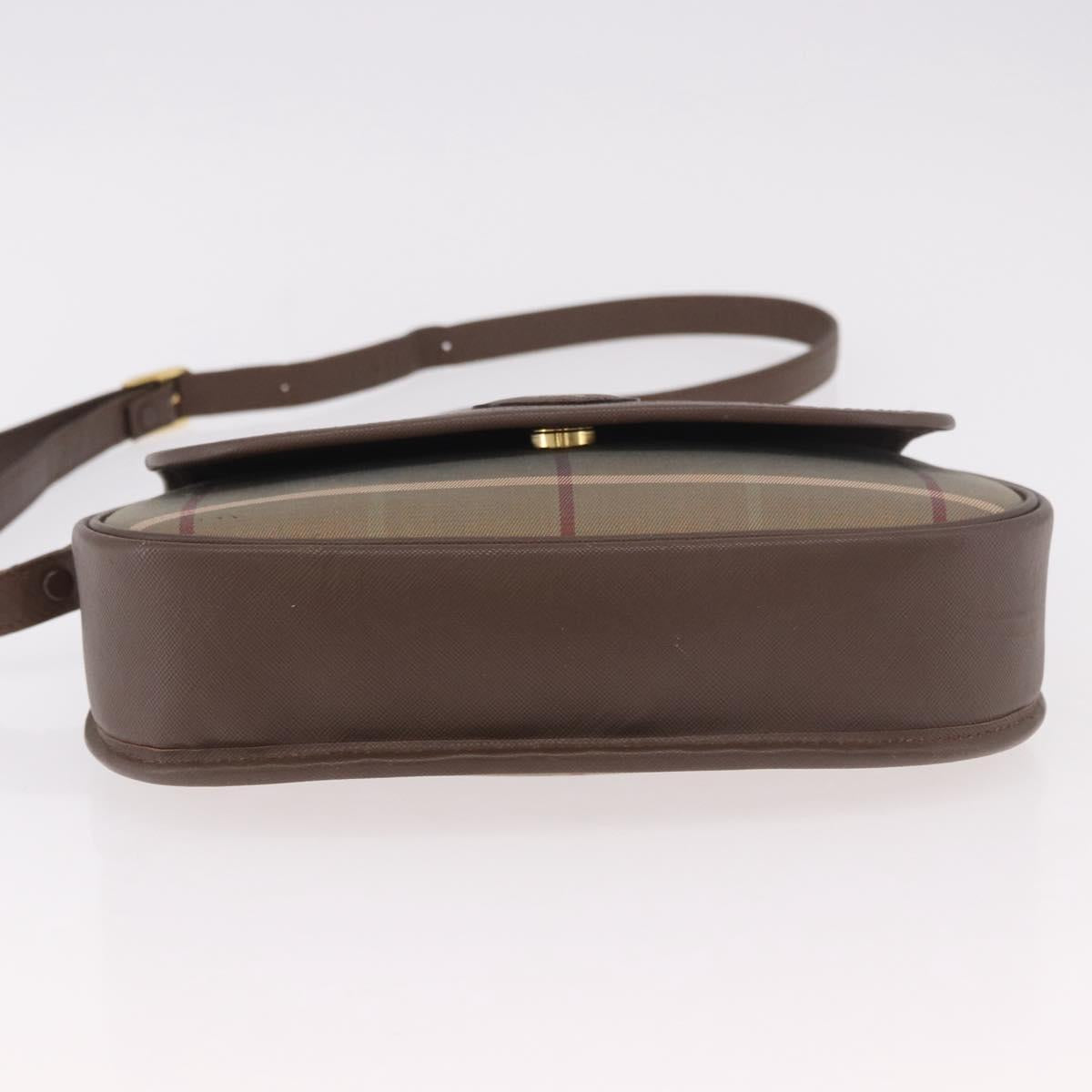 Burberrys Nova Check Shoulder Bag Canvas Gold Beige Auth ep14743