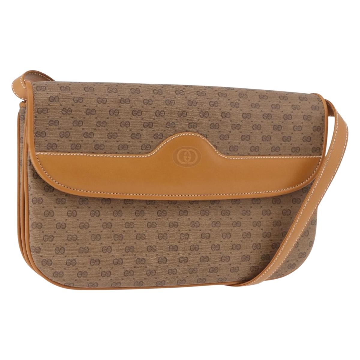 GUCCI Micro GG Supreme Shoulder Bag PVC Beige Gold 004 256 0024 Auth ep14744