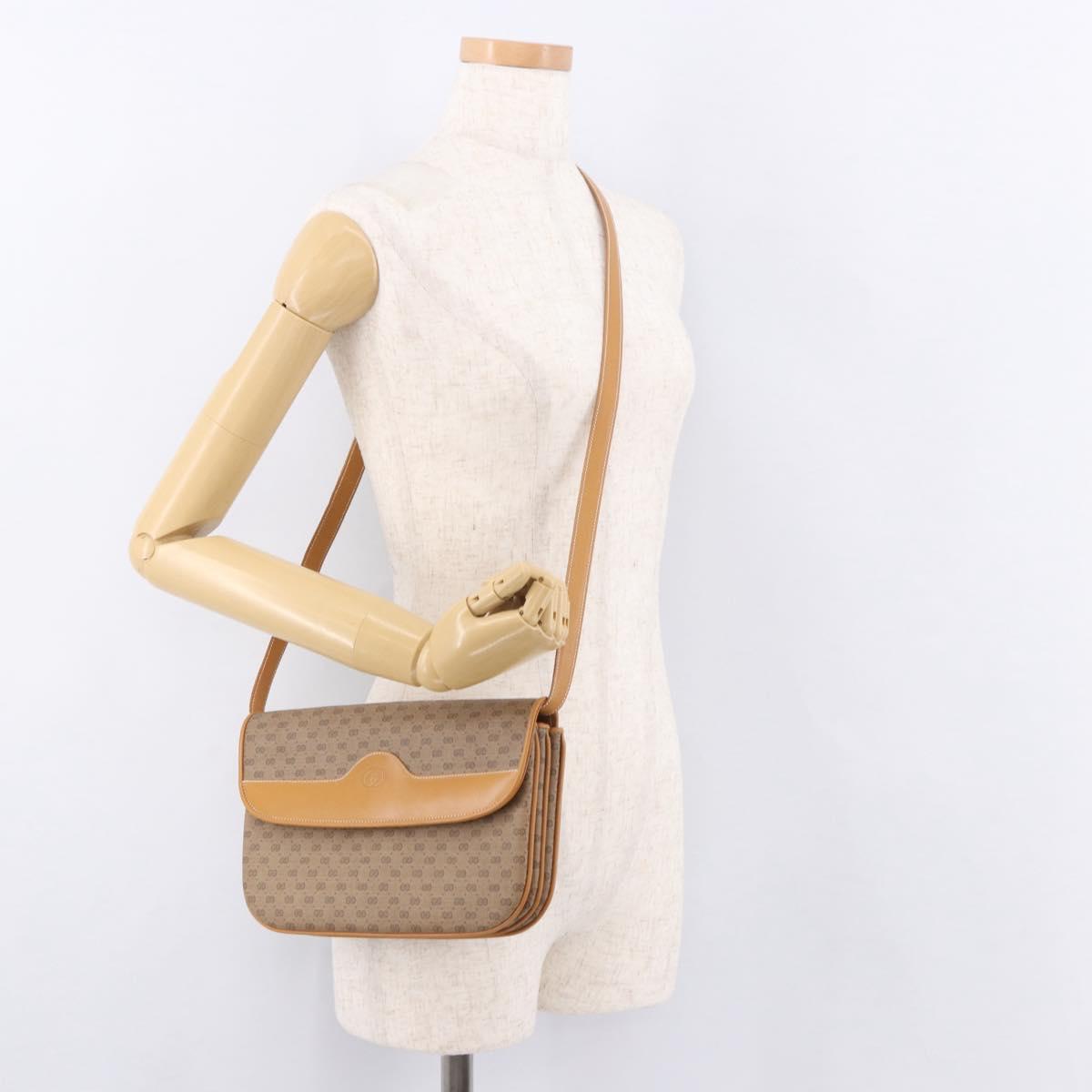 GUCCI Micro GG Supreme Shoulder Bag PVC Beige Gold 004 256 0024 Auth ep14744