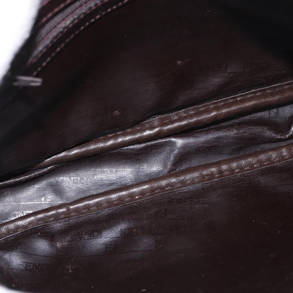 FENDI Zucca Canvas Shoulder Bag Black Brown Auth ep14748
