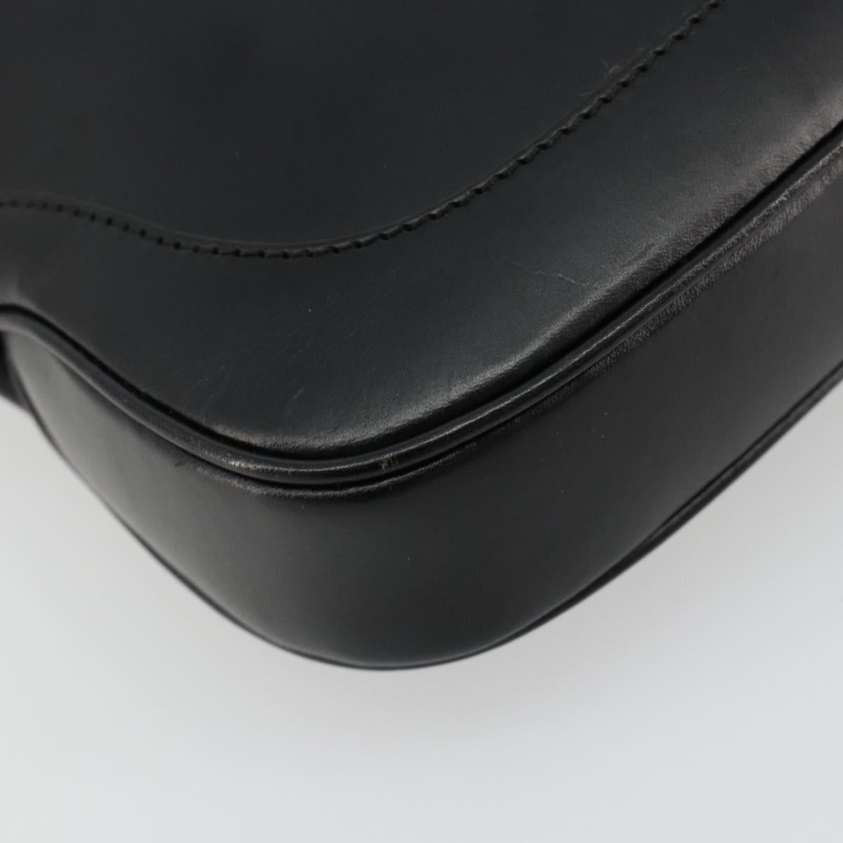 GUCCI Jackie Hand Bag Leather Black Silver Auth ep14750V